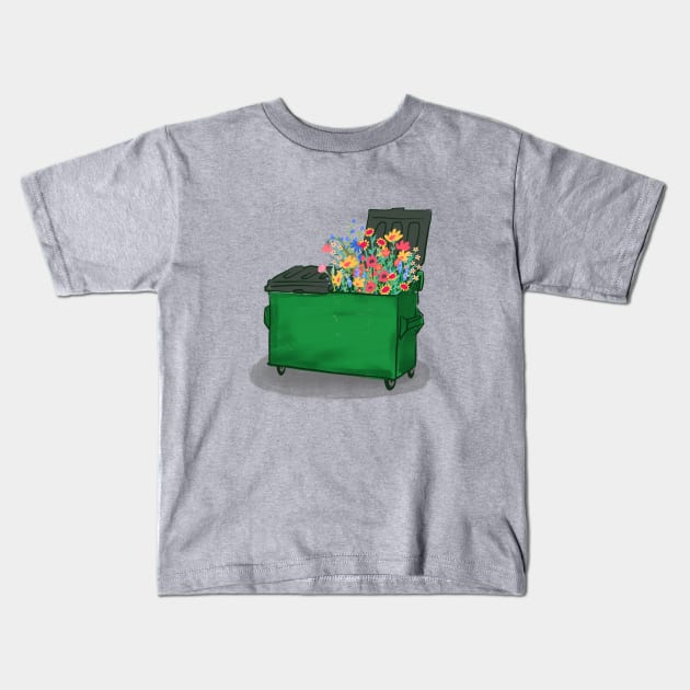 Dumpster Flowers Kids T-Shirt by Sunshine&Revolt